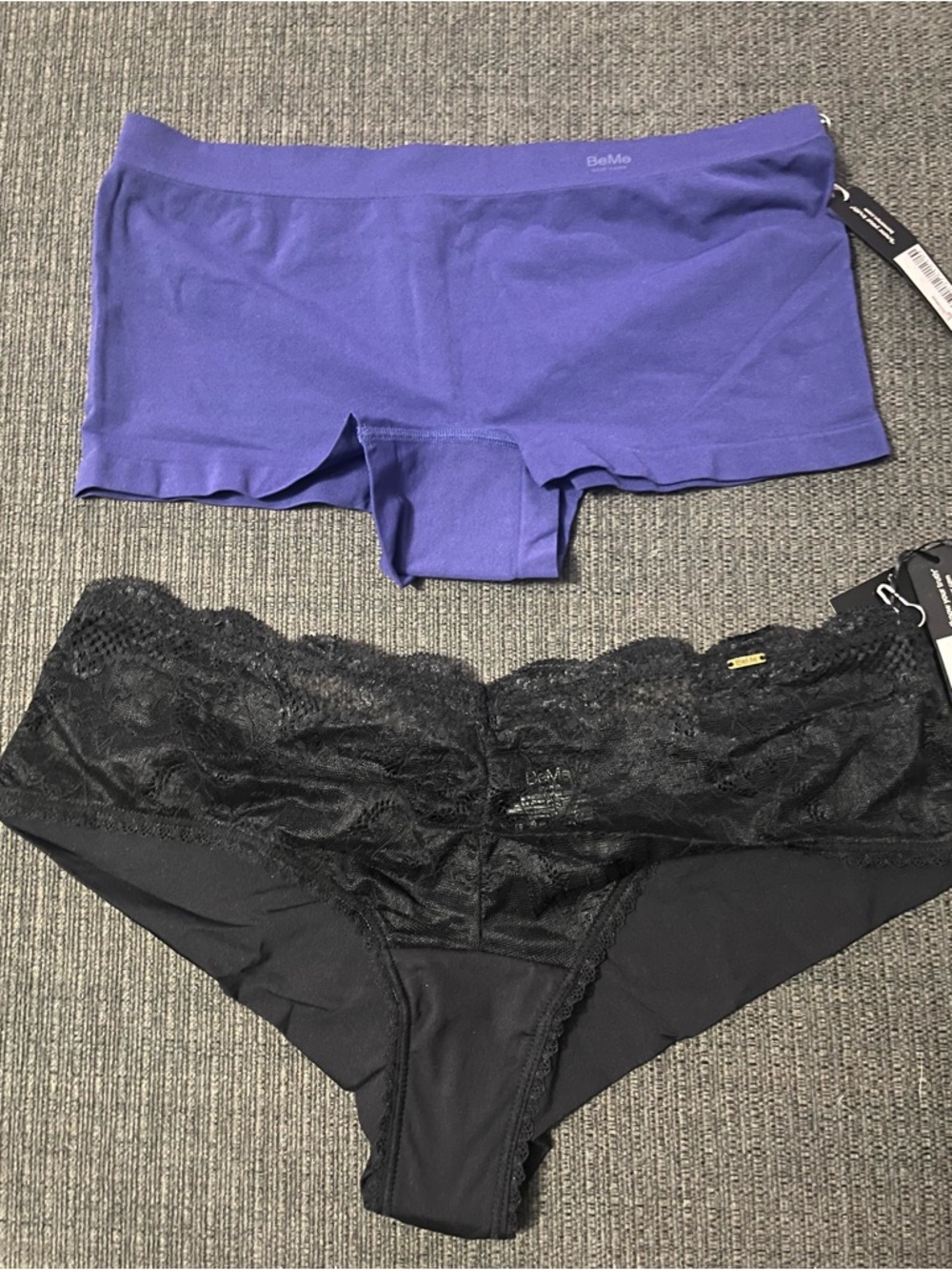 BeMe Purple Seamless Boyshort + Black Lace Bikini Set